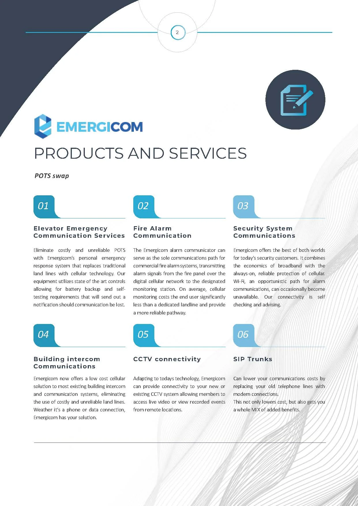 Emergicom brochure spread