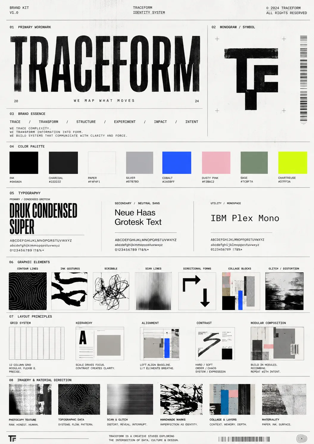 Self-initiated brand system: study Nº20, Traceform identity system