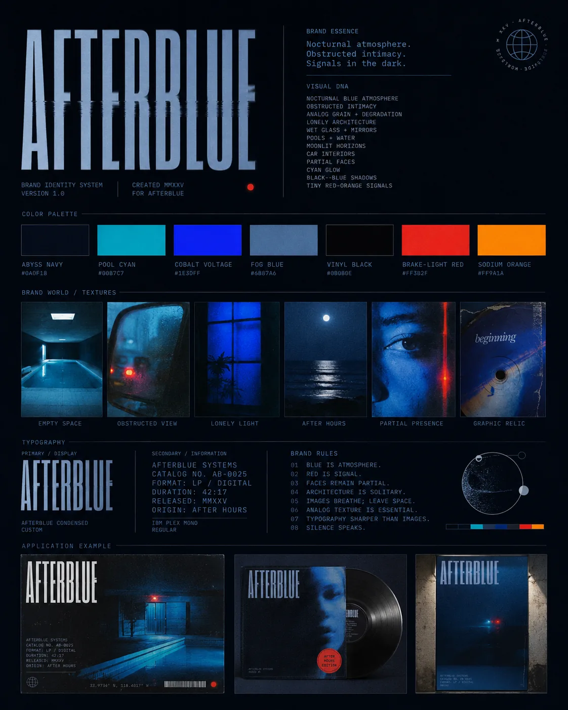 Self-initiated brand system: study Nº21, Afterblue identity system