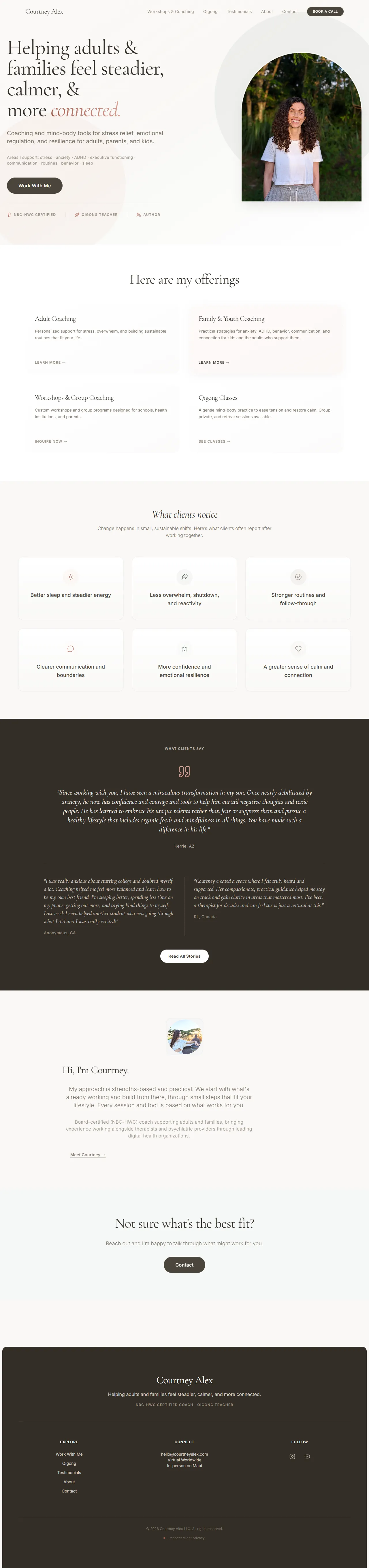 Courtney Alex wellness coaching website