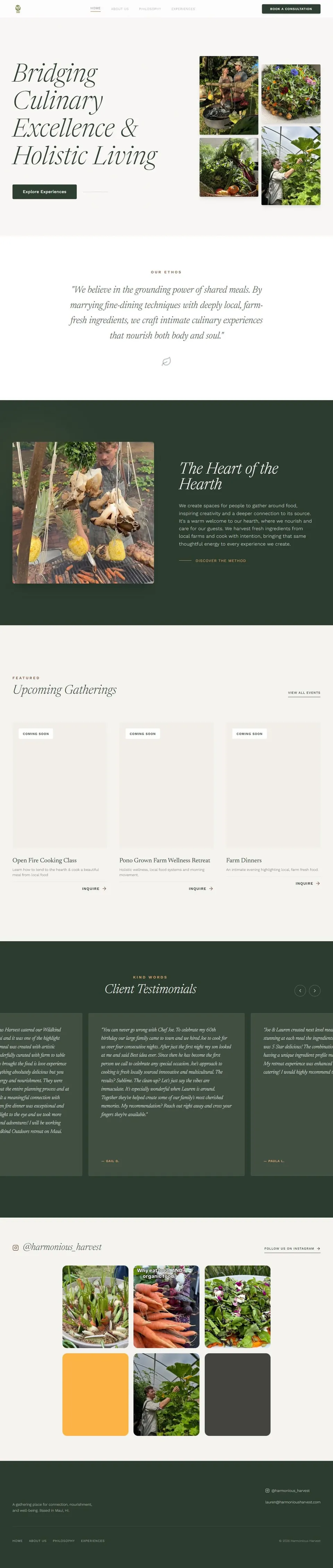Harmonious Harvest website